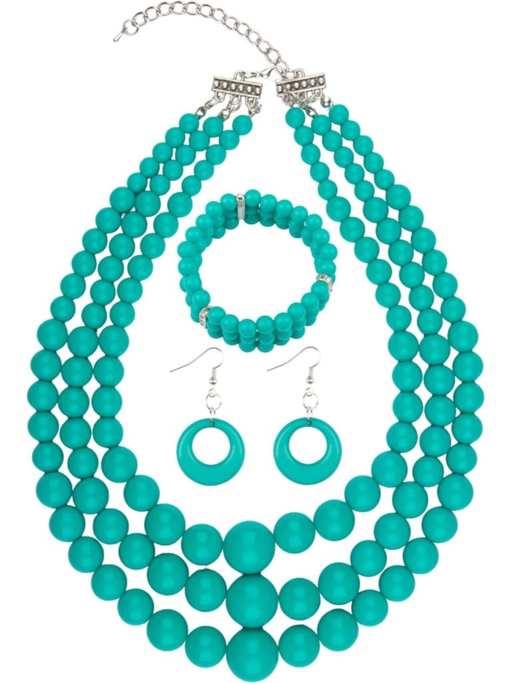 Miss U Hair Women's Chunky Large Statement Beads Necklace Earrings Stacked Brace